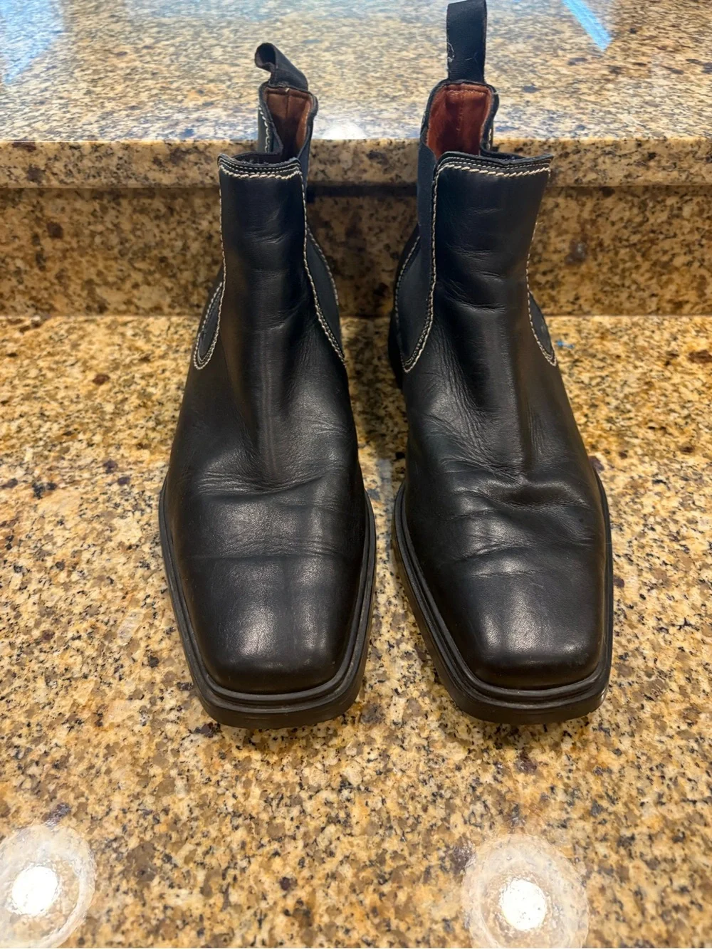Donald Pliner Shine Nappa Chelsea Boots Men’s 11 Black Leather Square Toe